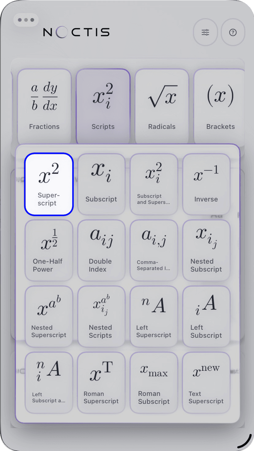 An Equation Studio command card flyout