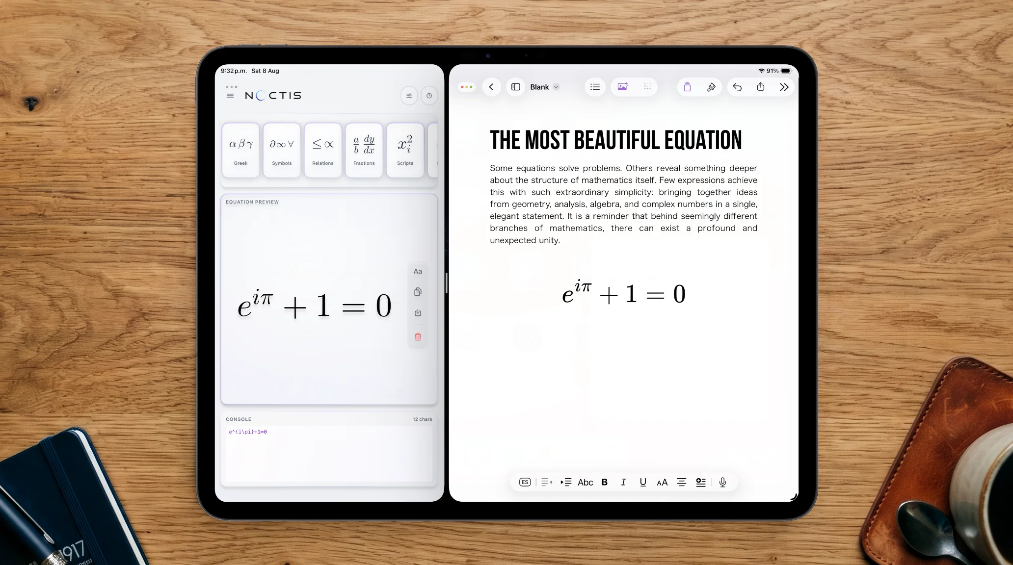 Noctis Equation Studio in use on a desk